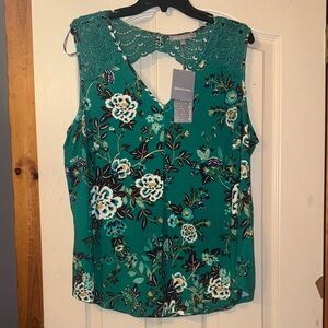 Daniel Rainn Green Floral Lace Blouse